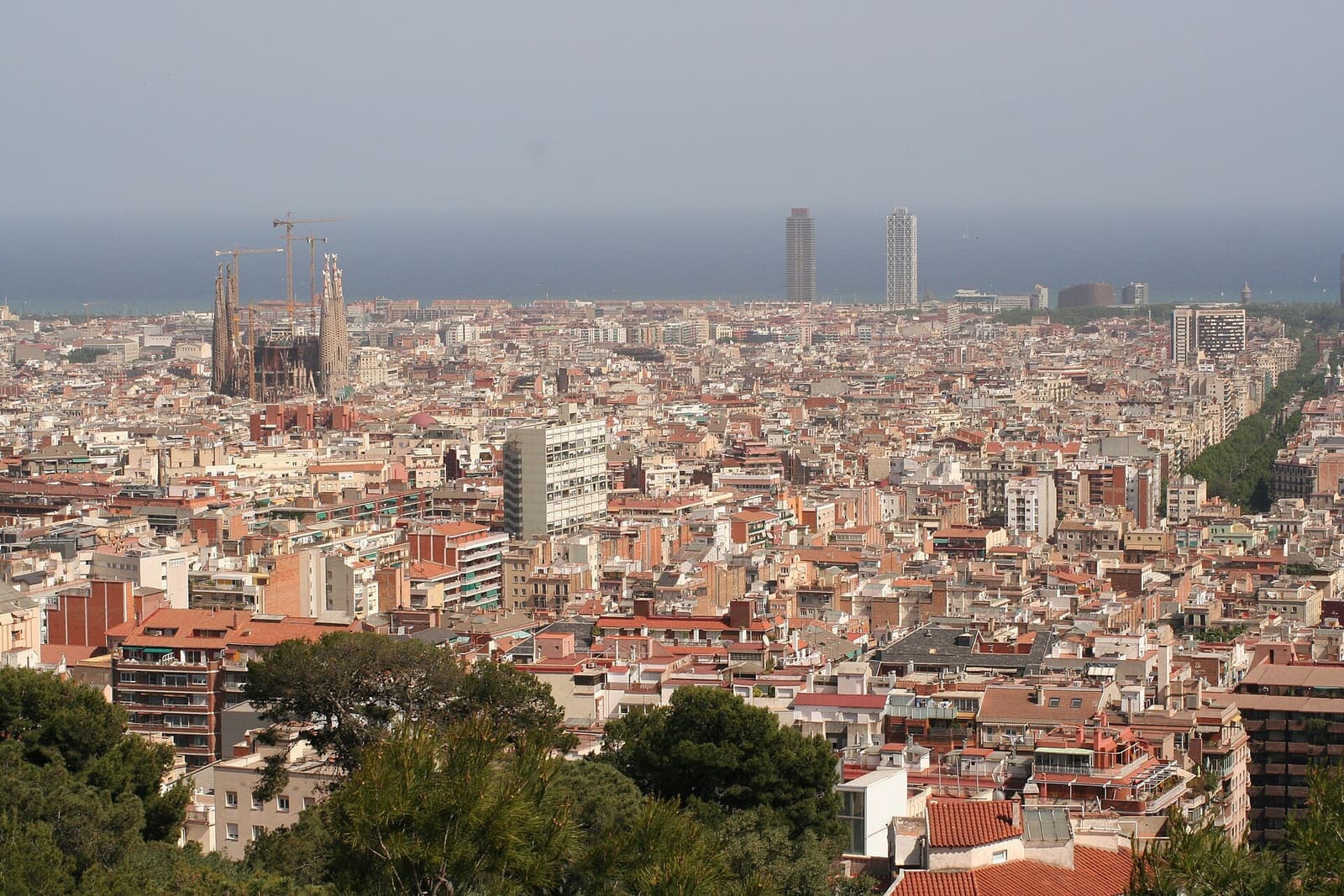 Barcelona cityscape with the Sagrada Família rising above the rooftops