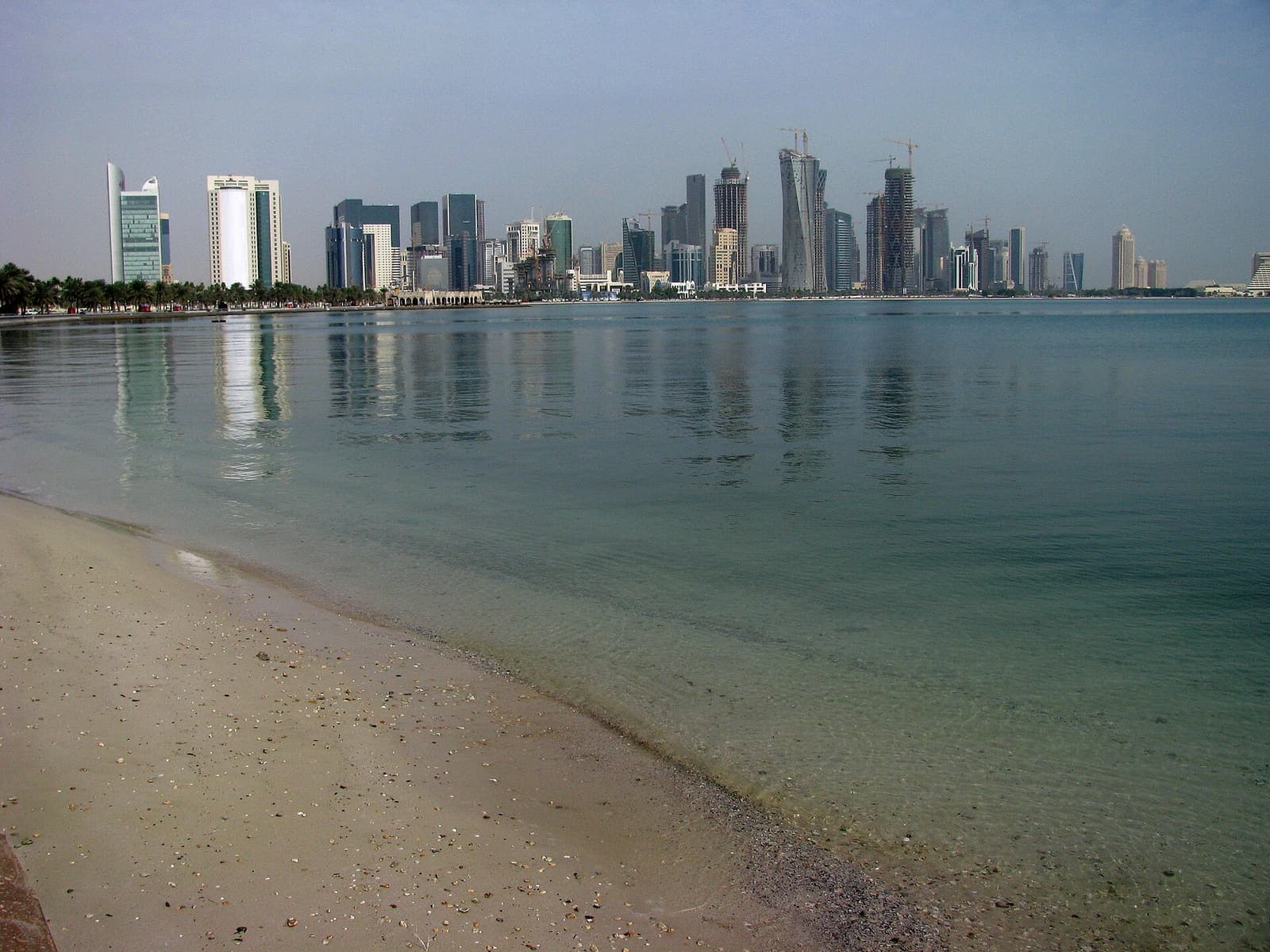 Doha skyline seen along the corniche waterfront
