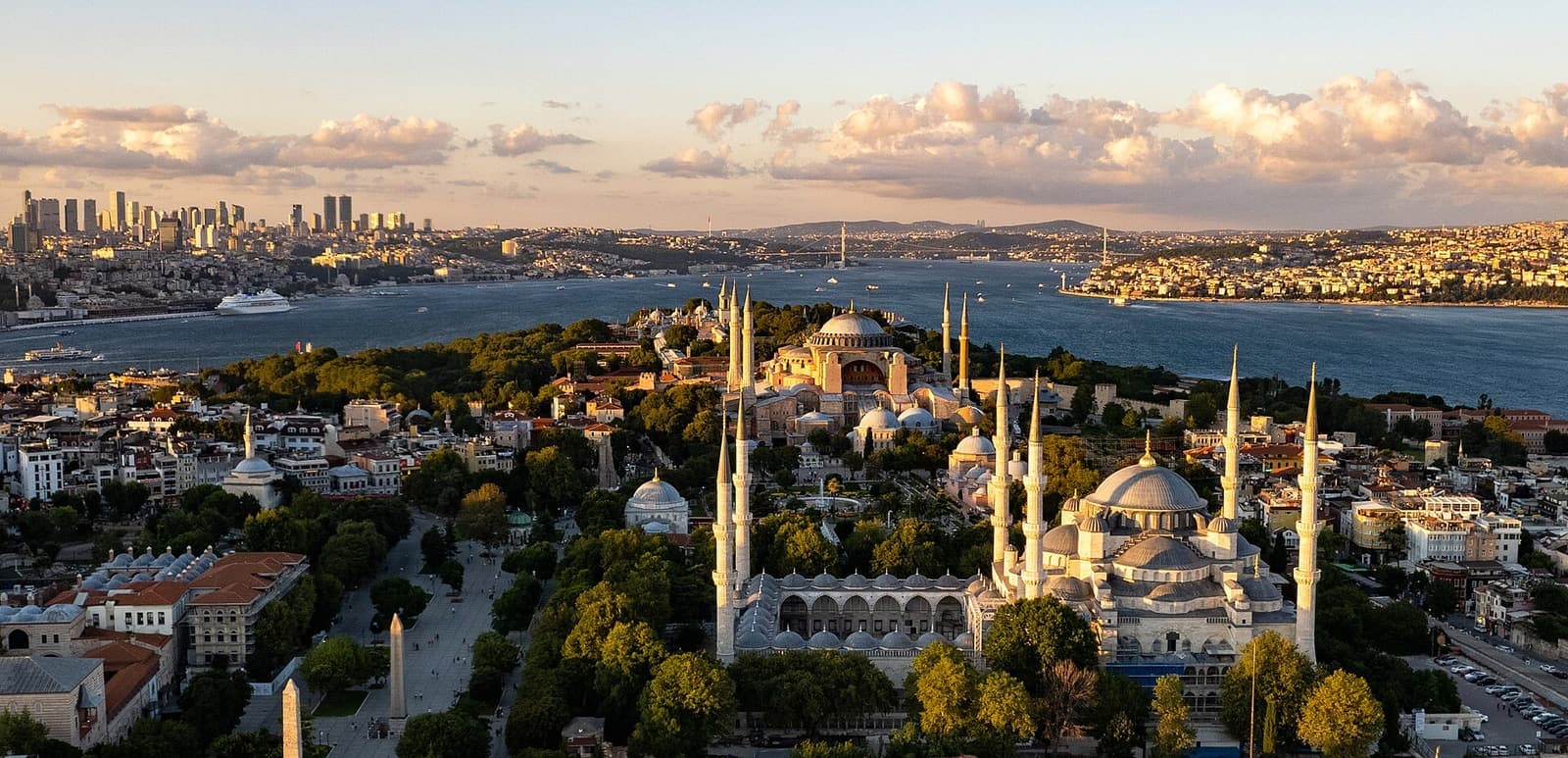 Istanbul skyline with domes and minarets above the Bosphorus