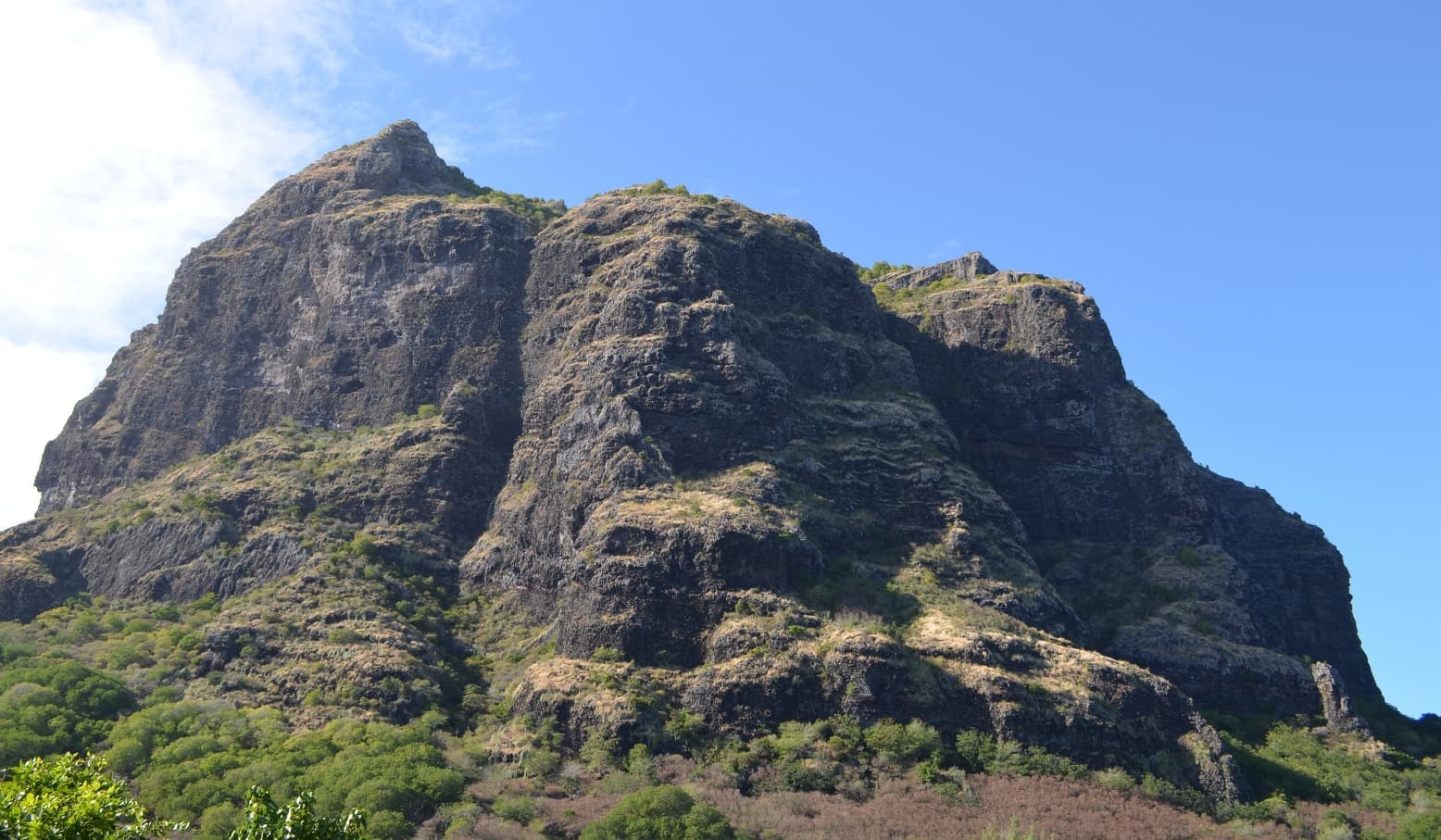 Le Morne mountain rising above the lagoon in Mauritius