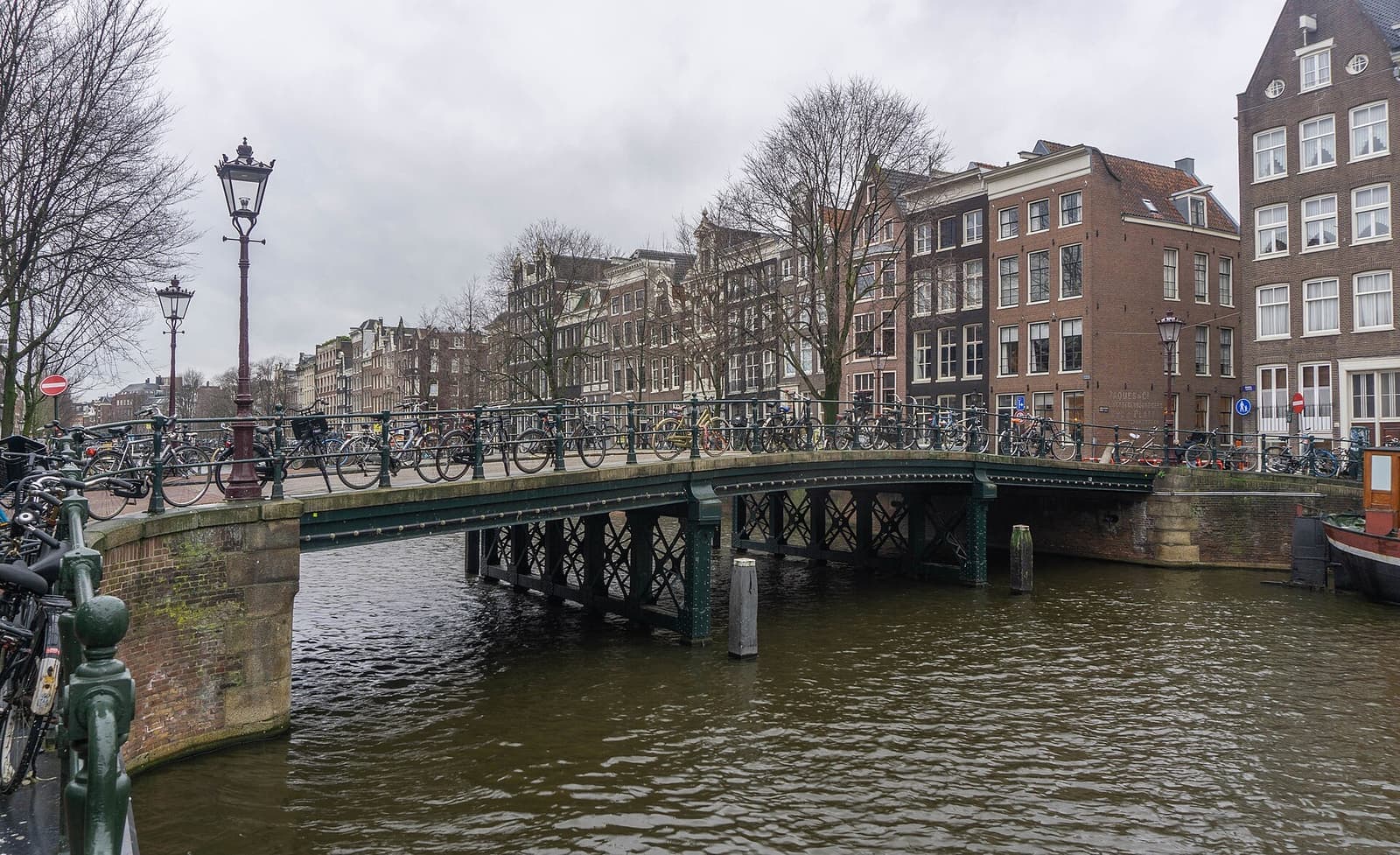 Canal, bridge and bicycles in central Amsterdam